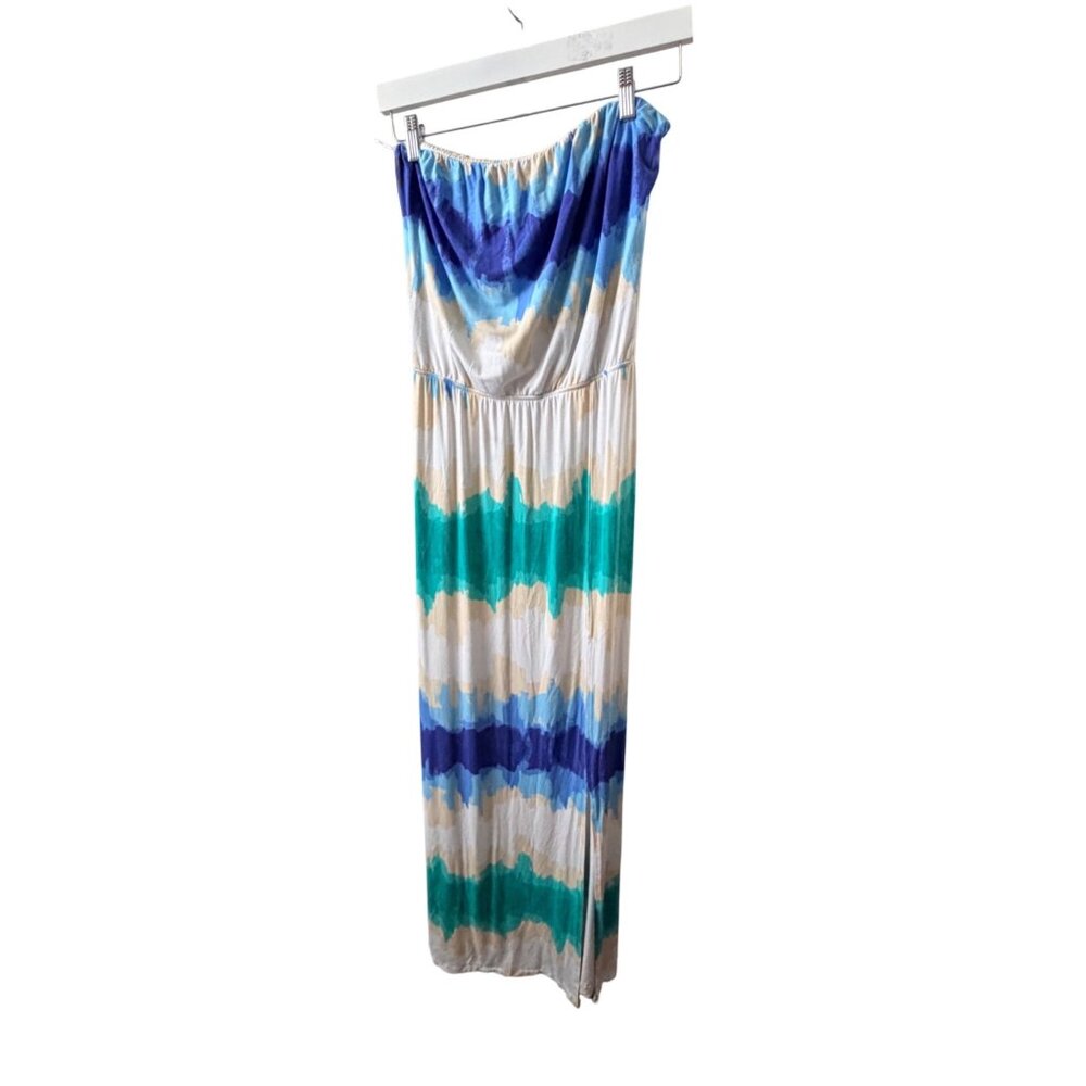 Tart Blue Tie Dye strapless Maxi Dress